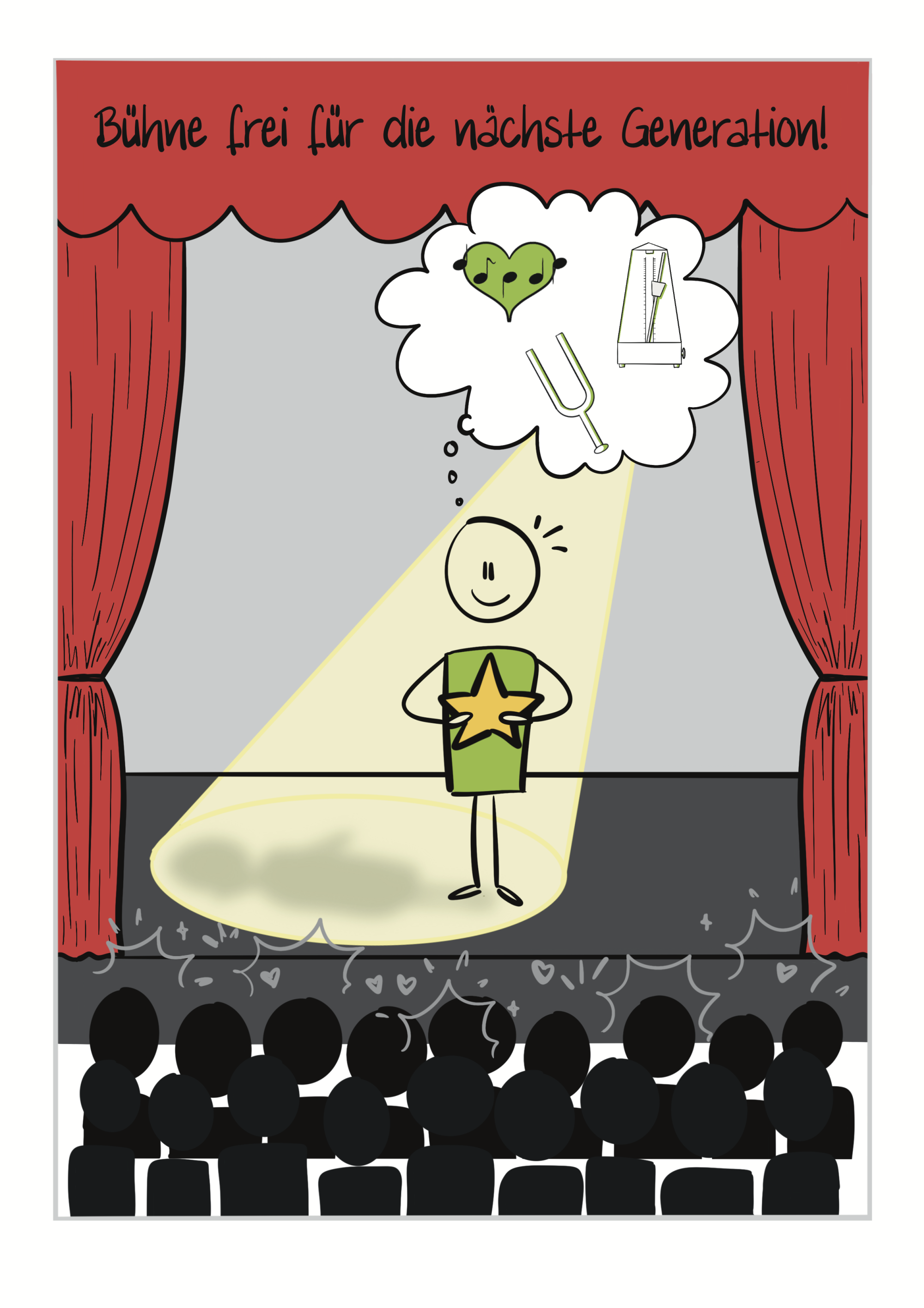 Illustration "Auf der Bühne" aus einem Buch Illustration "Auf der Bühne" aus einem Buch